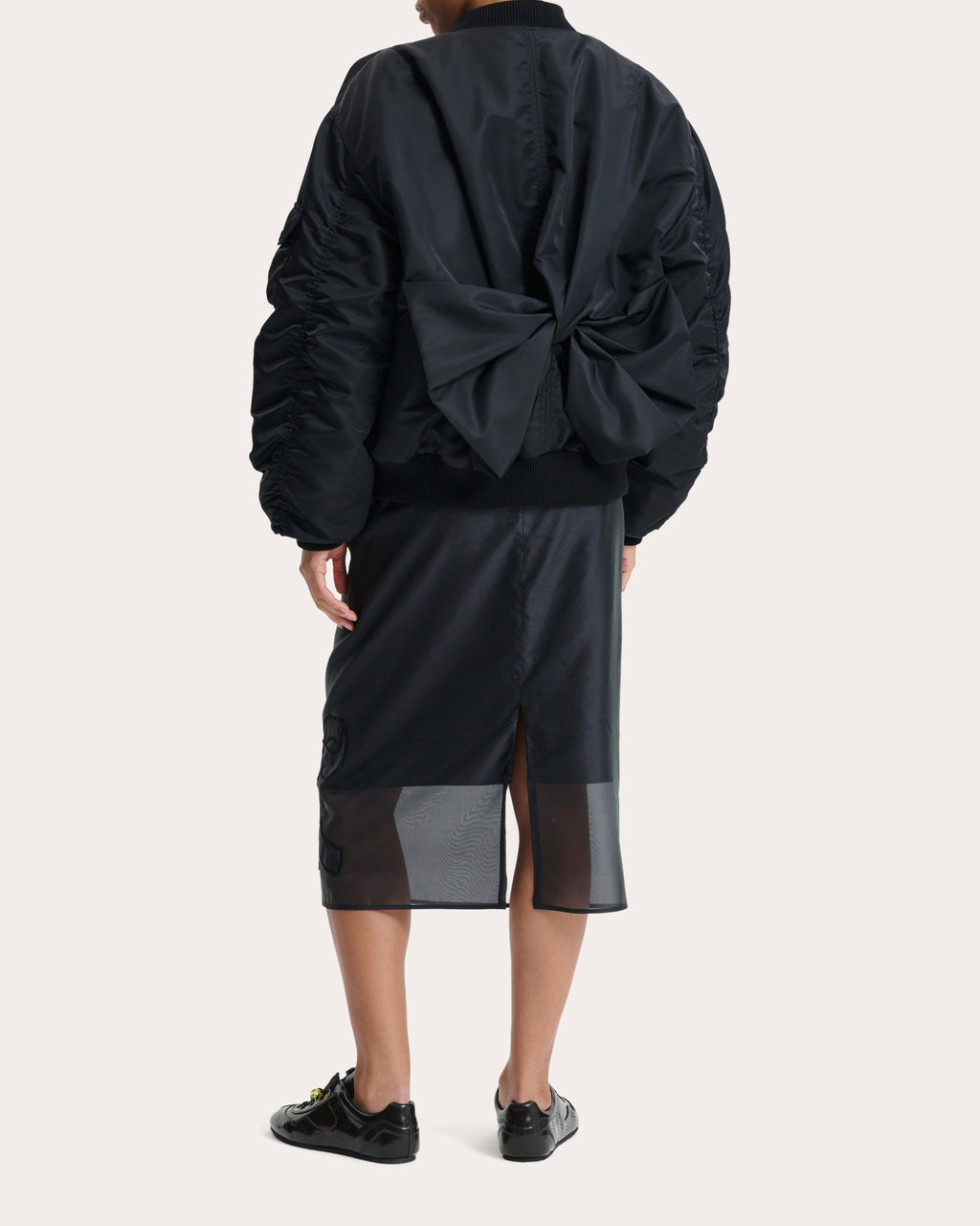 Feilan Technical Nylon Bow Bomber Jacket