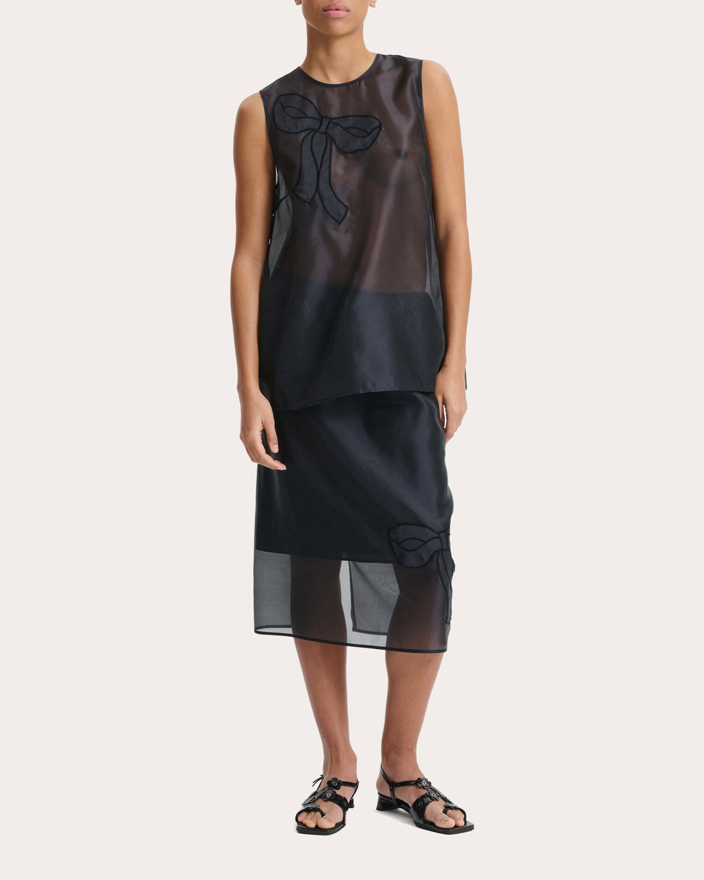 Bria Embroidered Organza Midi Skirt