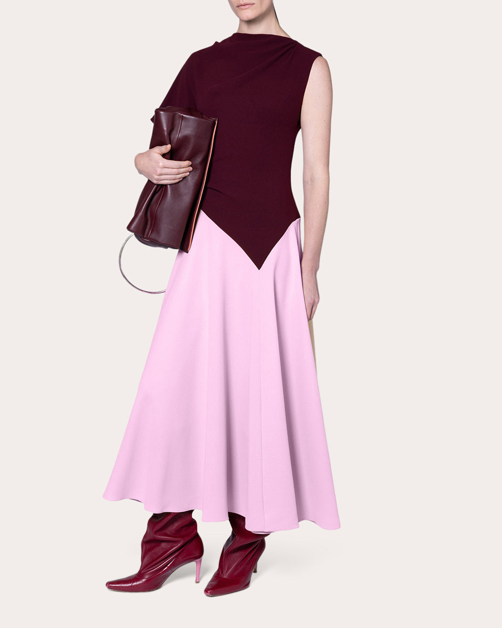 Oryn Crepe Asymmetric Midi Dress