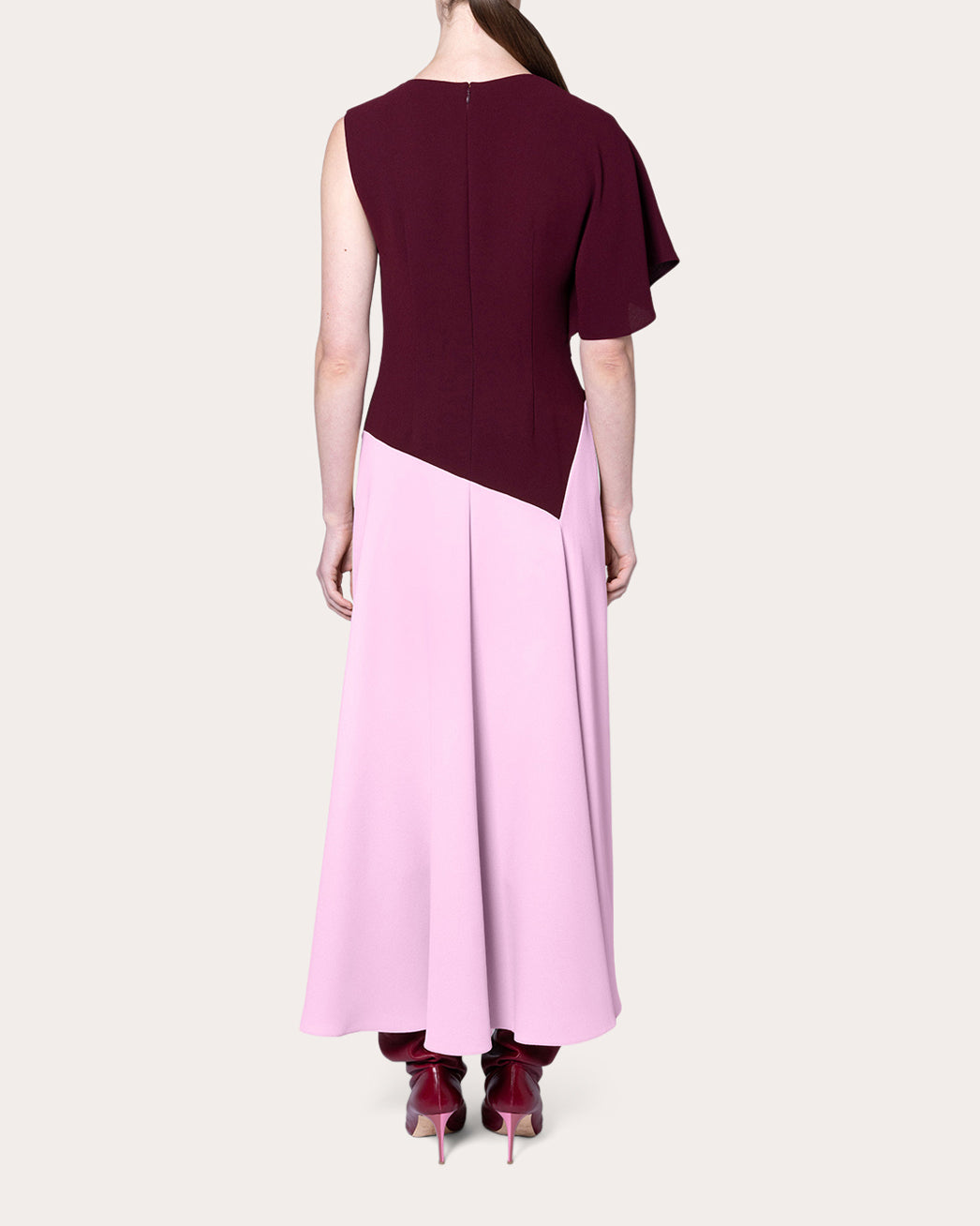 Oryn Crepe Asymmetric Midi Dress