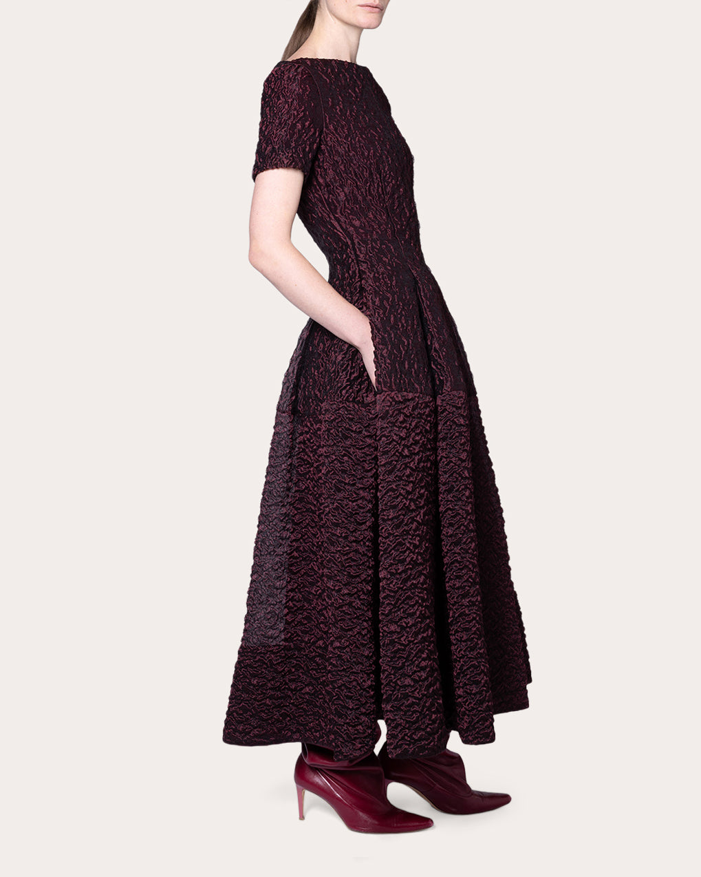 Rune Cloqué Fit & Flare Dress