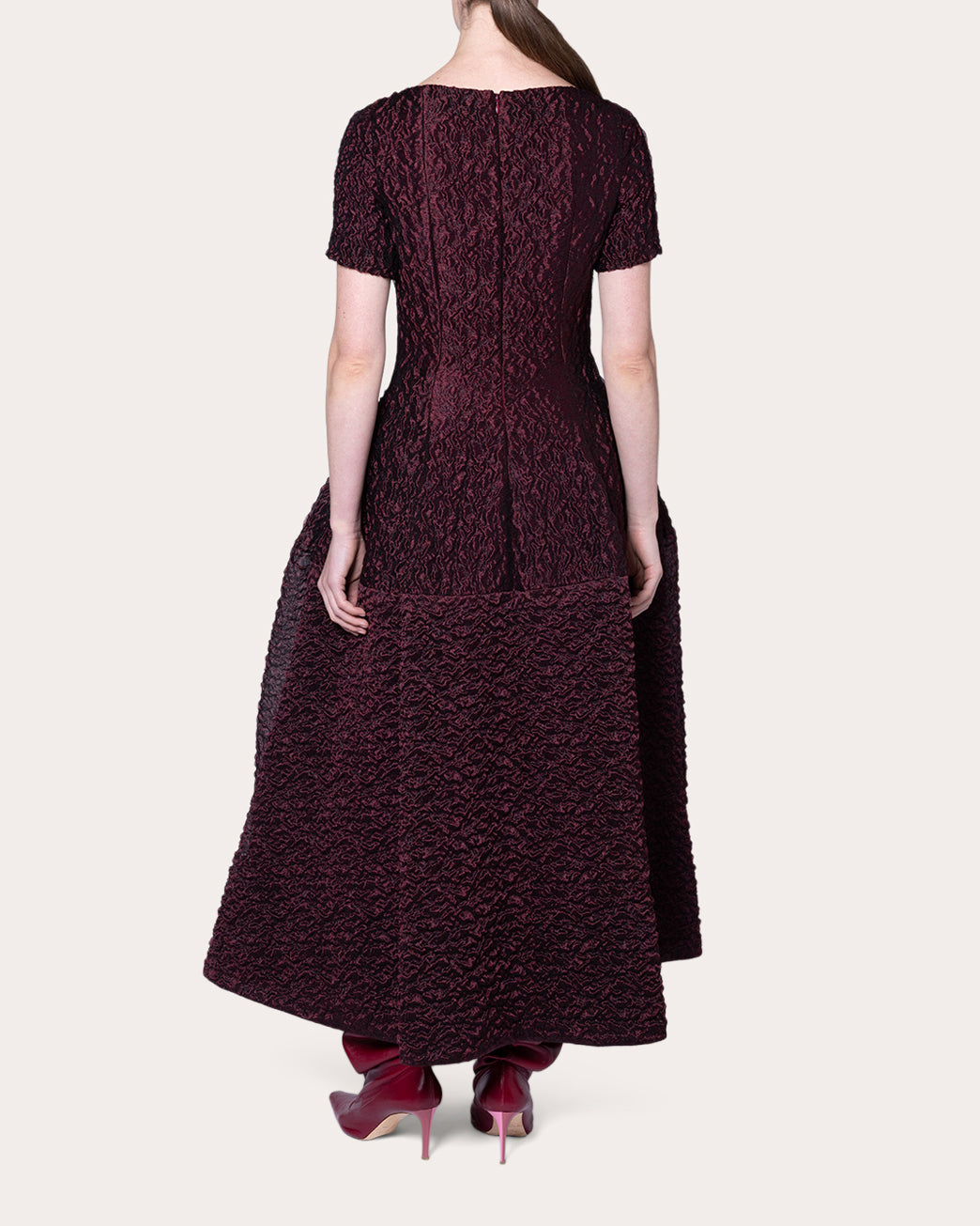 Rune Cloqué Fit & Flare Dress