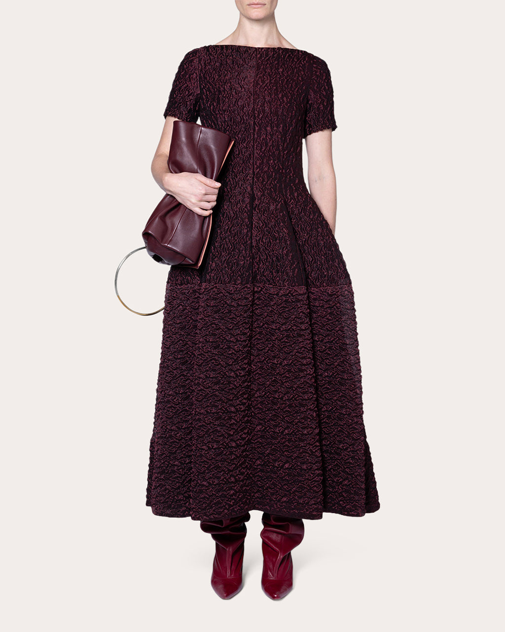 Rune Cloqué Fit & Flare Dress