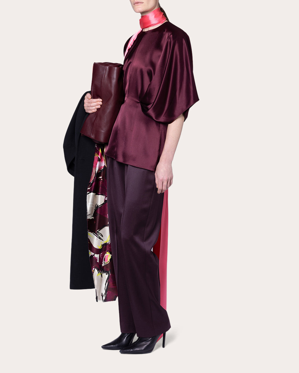 Luma Satin Keyhole Scarf Top