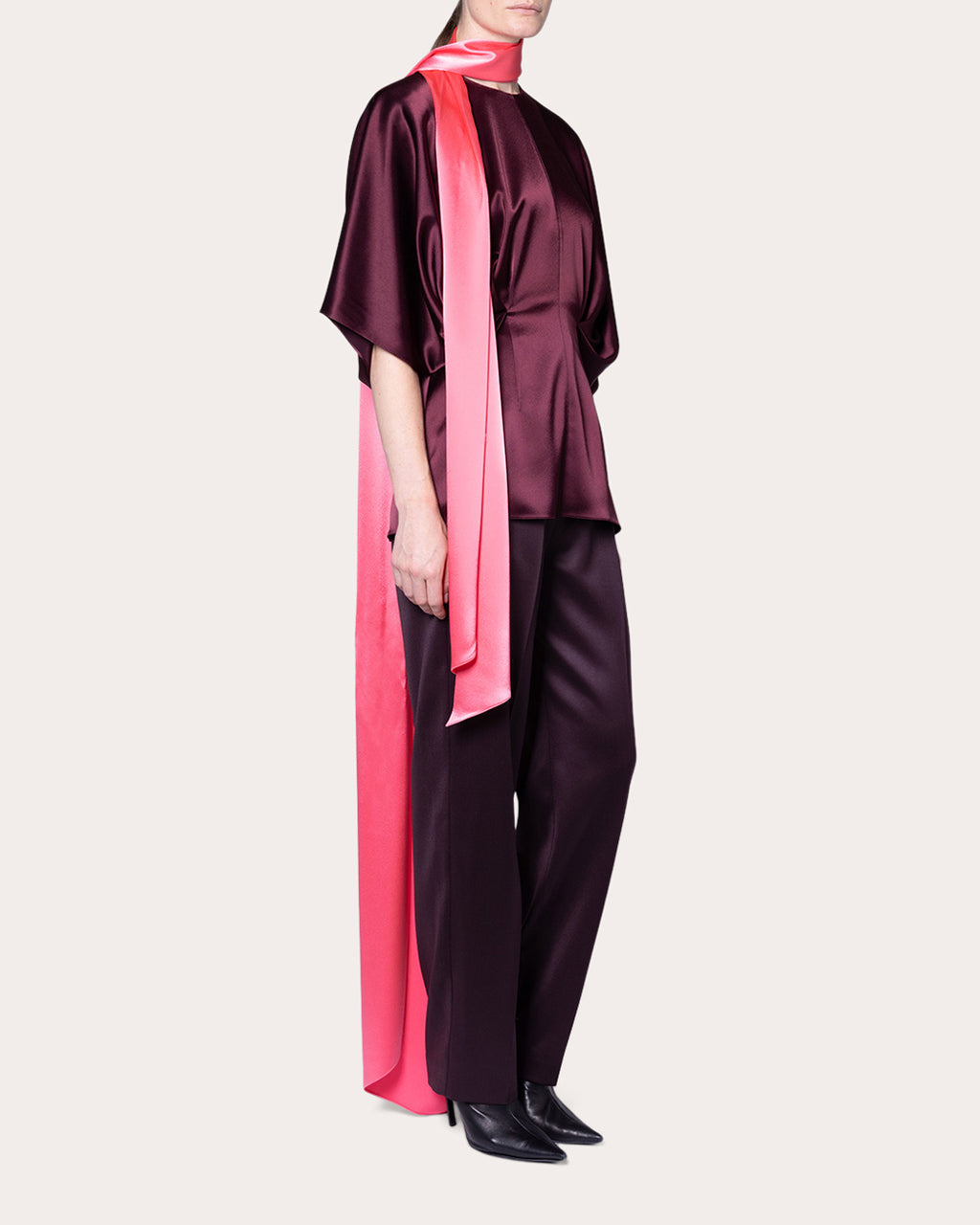 Luma Satin Keyhole Scarf Top