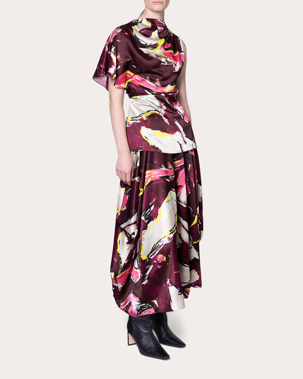 Nomi Brushstroke Satin Draped Top