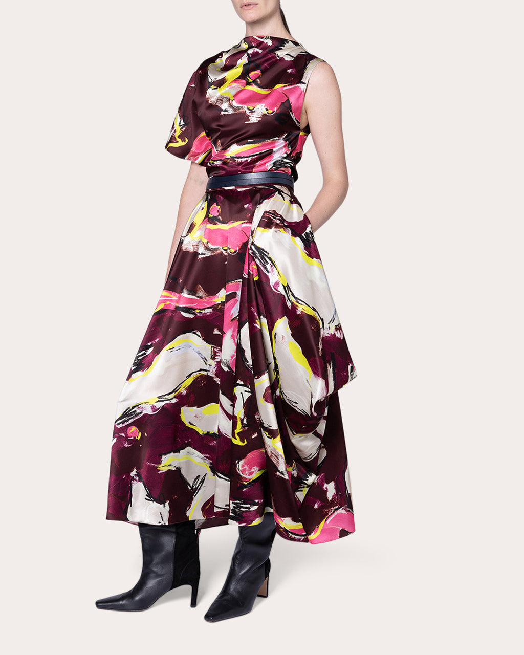 Nomi Brushstroke Satin Draped Top