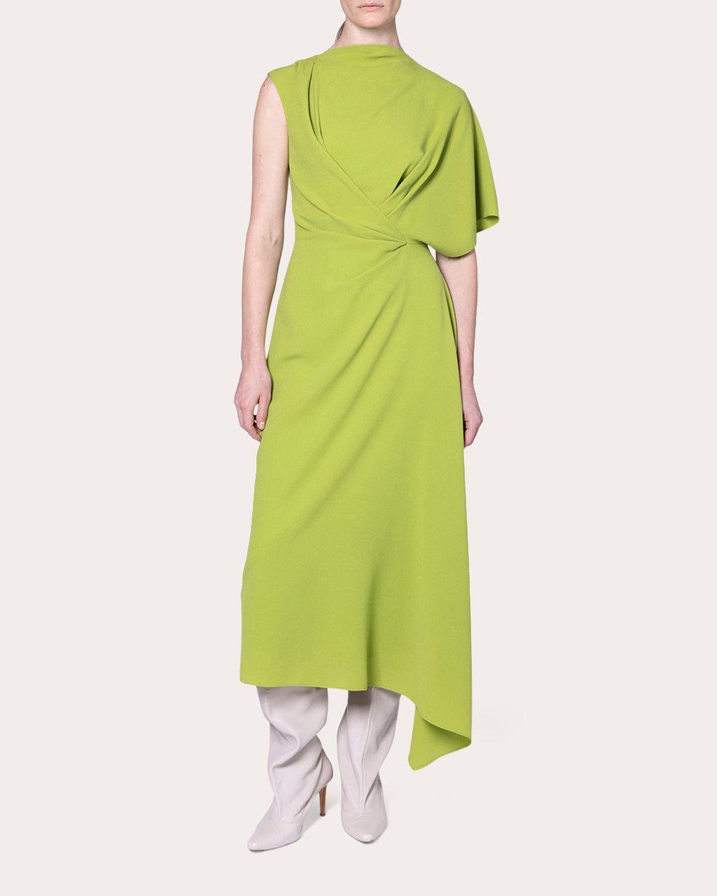 Elva Crepe Gathered Drape Dress