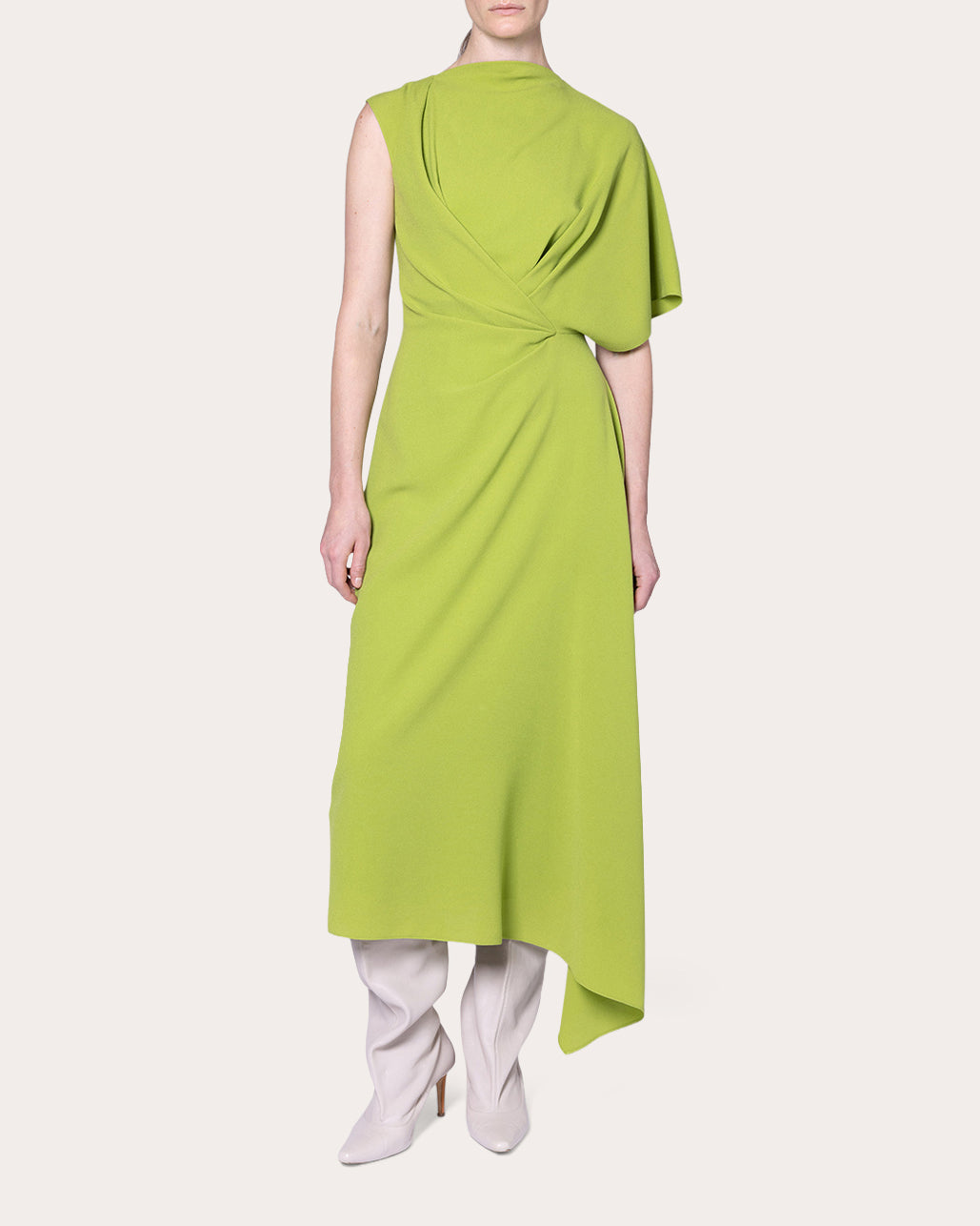 Elva Crepe Gathered Drape Dress