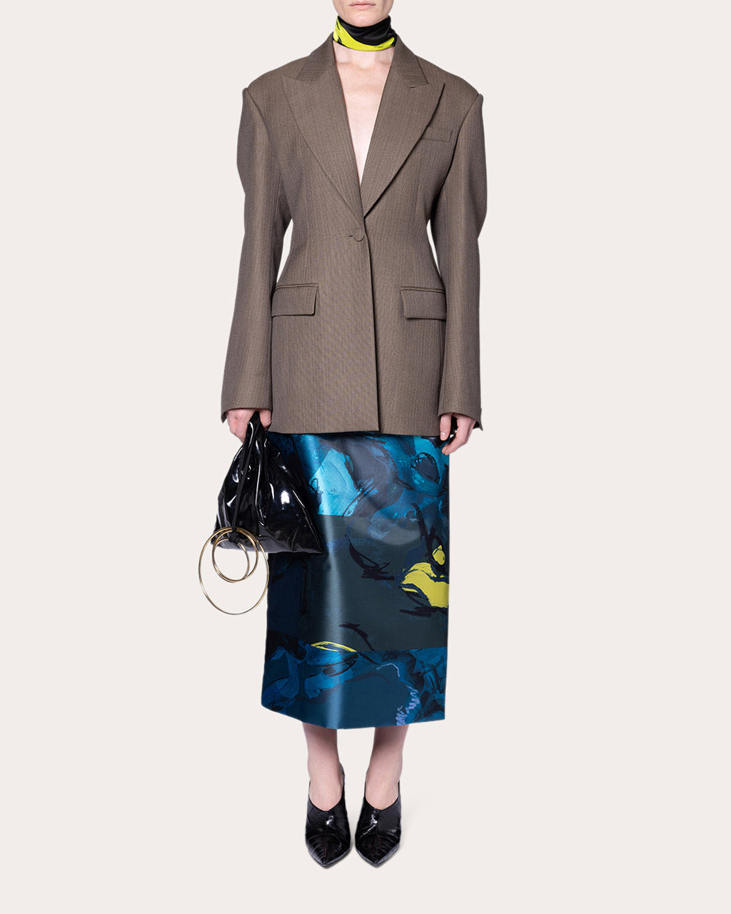 Irma Abstract Twill Pencil Skirt