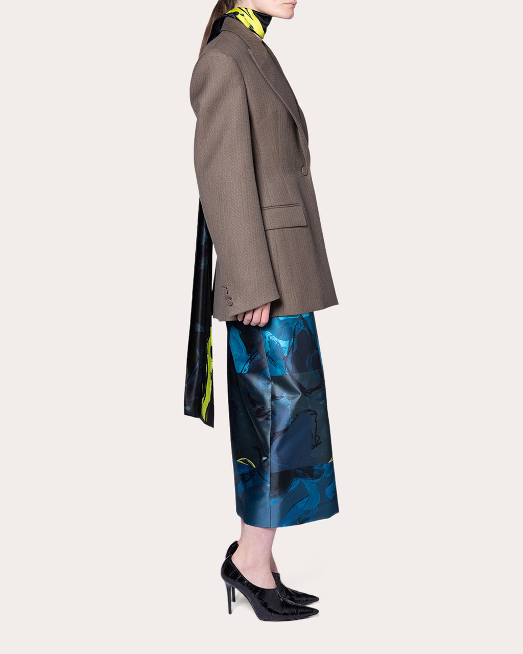 Irma Abstract Twill Pencil Skirt