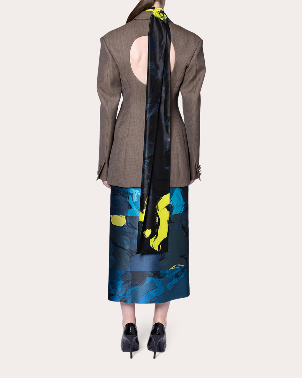 Irma Abstract Twill Pencil Skirt