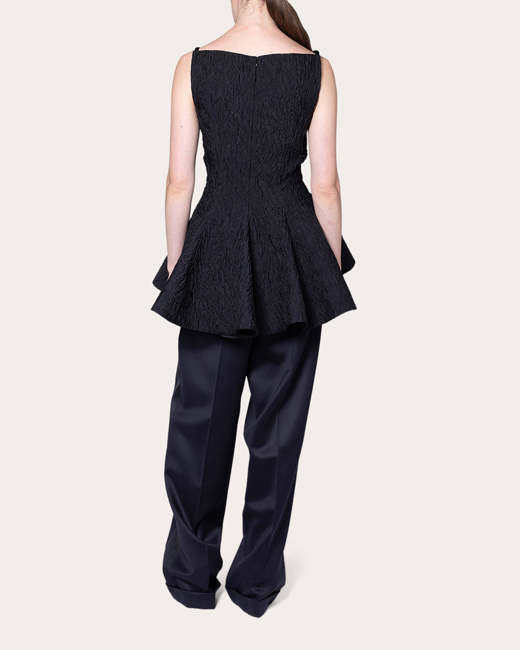 Axo Cloqué Boatneck Peplum Top