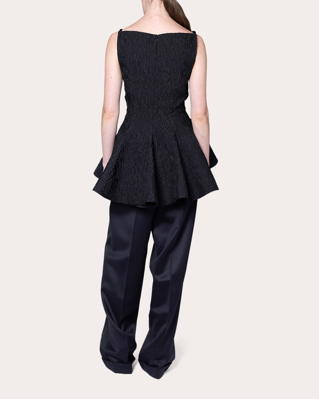 Axo Cloqué Boatneck Peplum Top