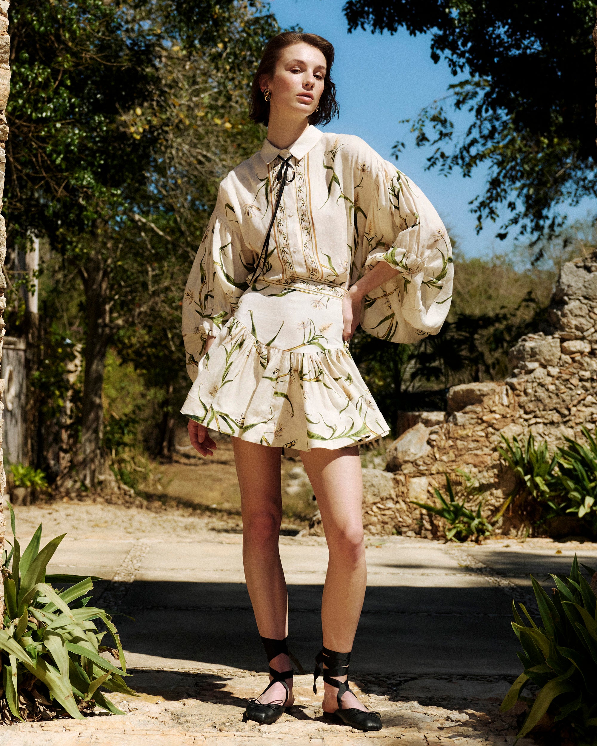 Jacarina Azucar Gathered Mini Skirt