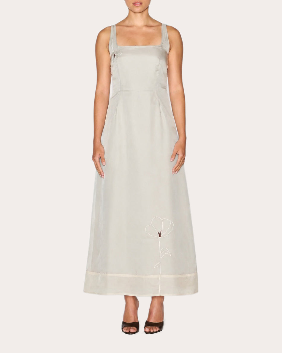 Self Love Embroidered Silk Organza A-Line Dress