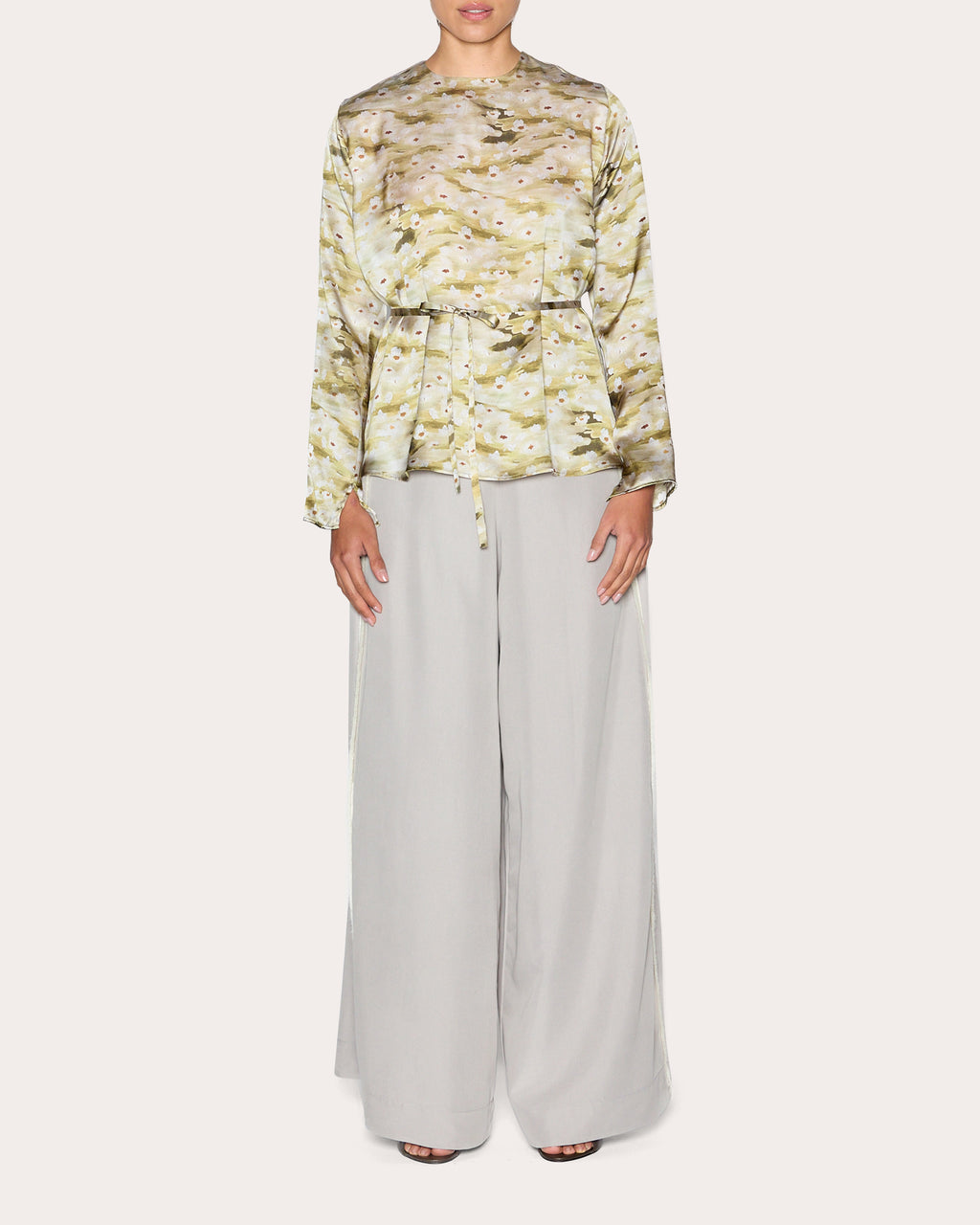 Wholesome Floral Silk Long-Sleeve Top