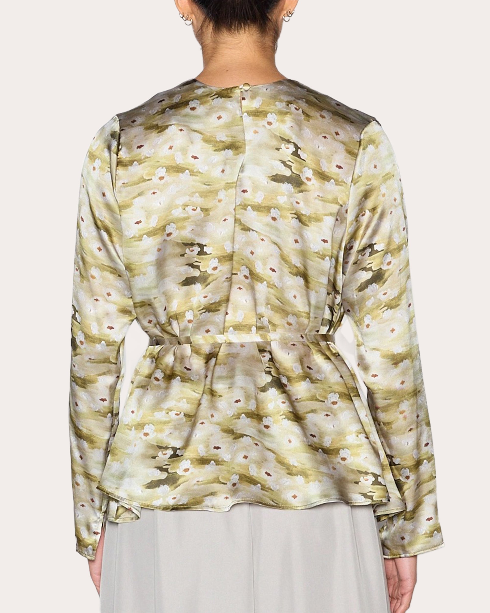 Wholesome Floral Silk Long-Sleeve Top