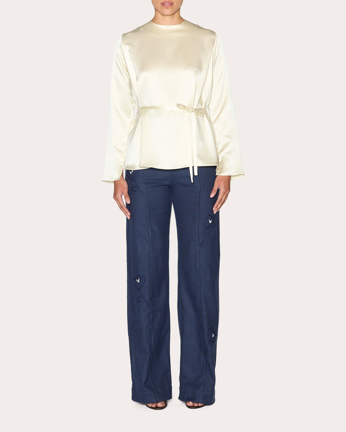 Intuition Embroidered Floral Straight-Leg Pants