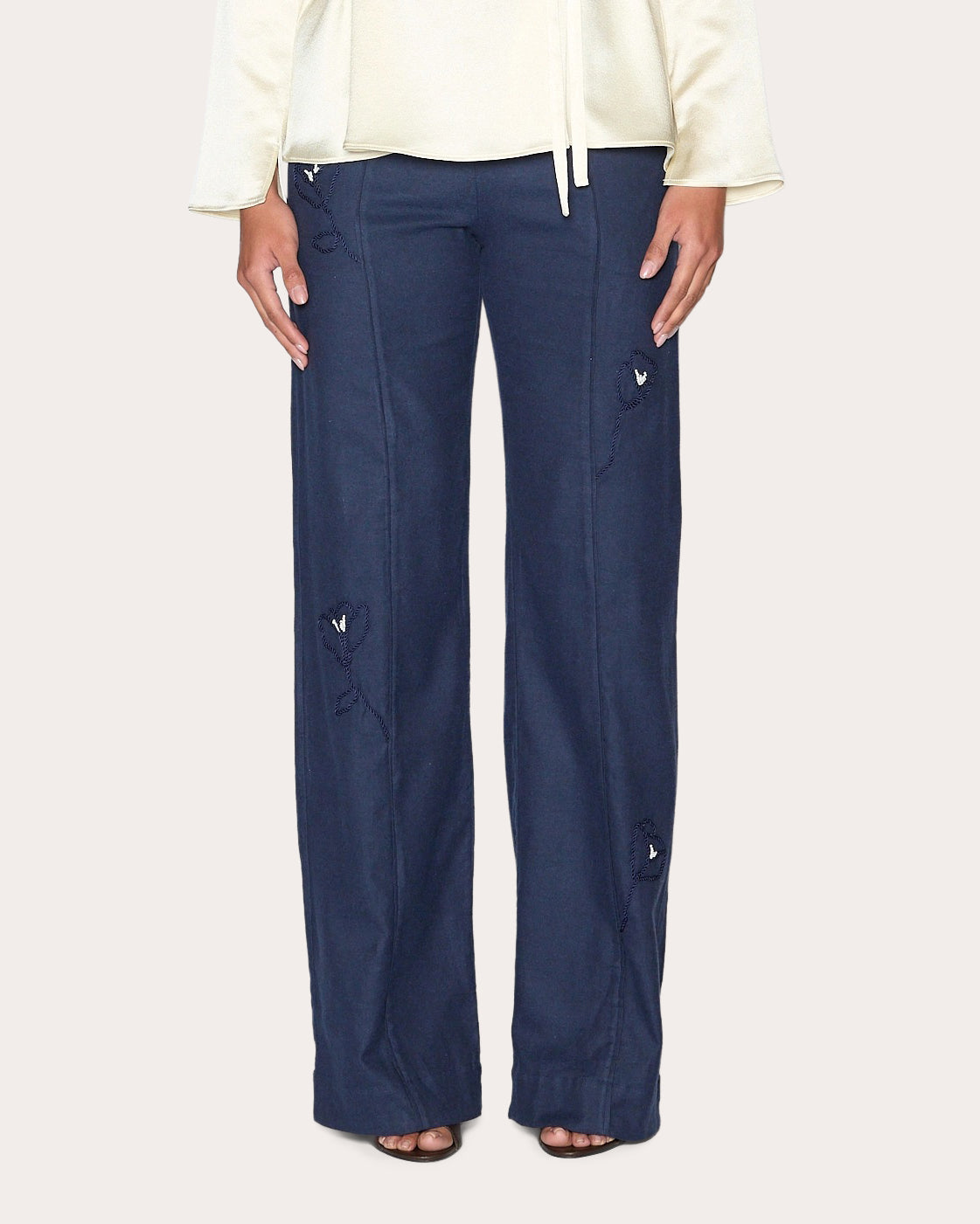 Intuition Embroidered Floral Straight-Leg Pants