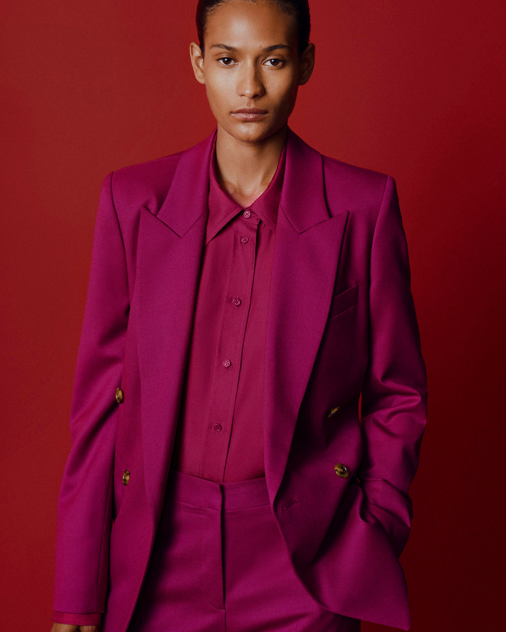 Silk Twill Slim Blouse