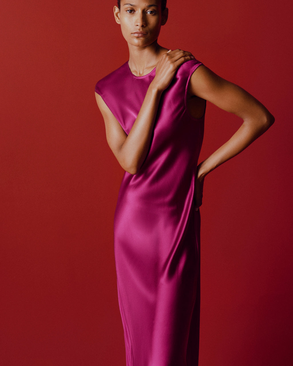 Silk Charmeuse Bias Cap-Sleeve Dress