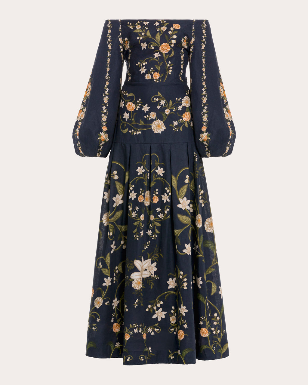 Senlis Valle Linen Off-Shoulder Maxi Dress