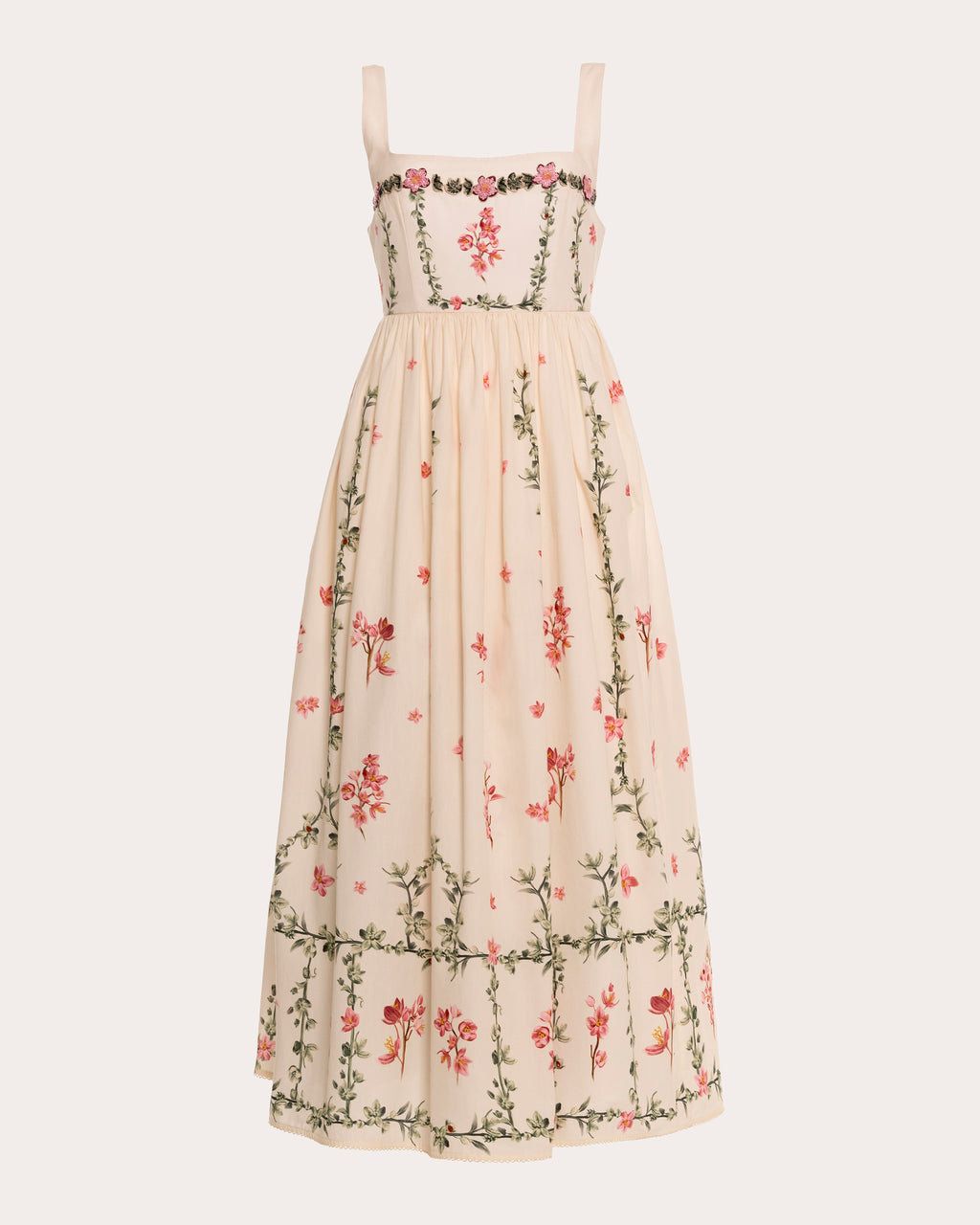 Barbara Cauca Embroidered Cotton Midi Dress