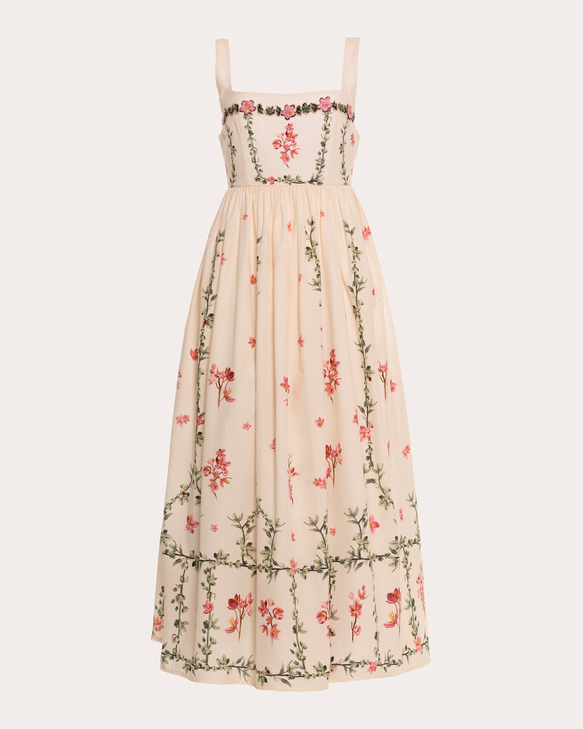 Barbara Cauca Embroidered Cotton Midi Dress