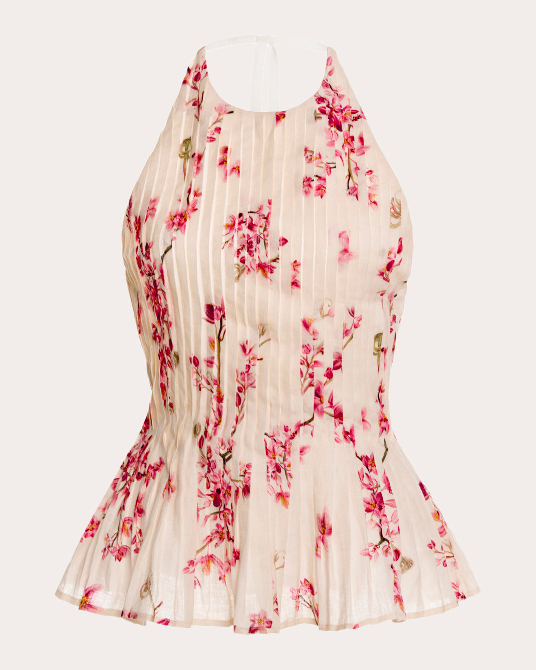 Caña Cauca Pleated Linen Halter Top