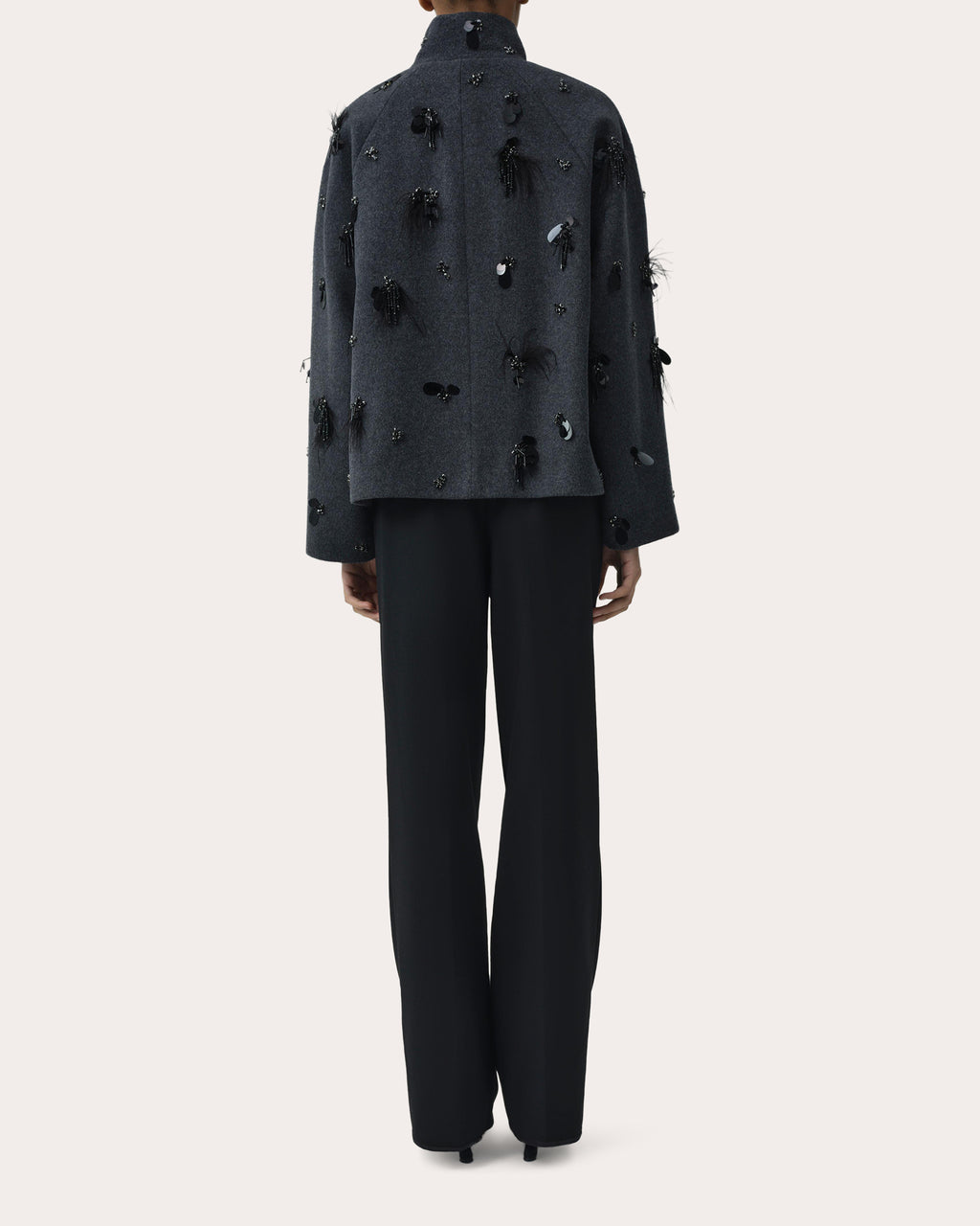 Siena Embellished Wool Funnel Jacket