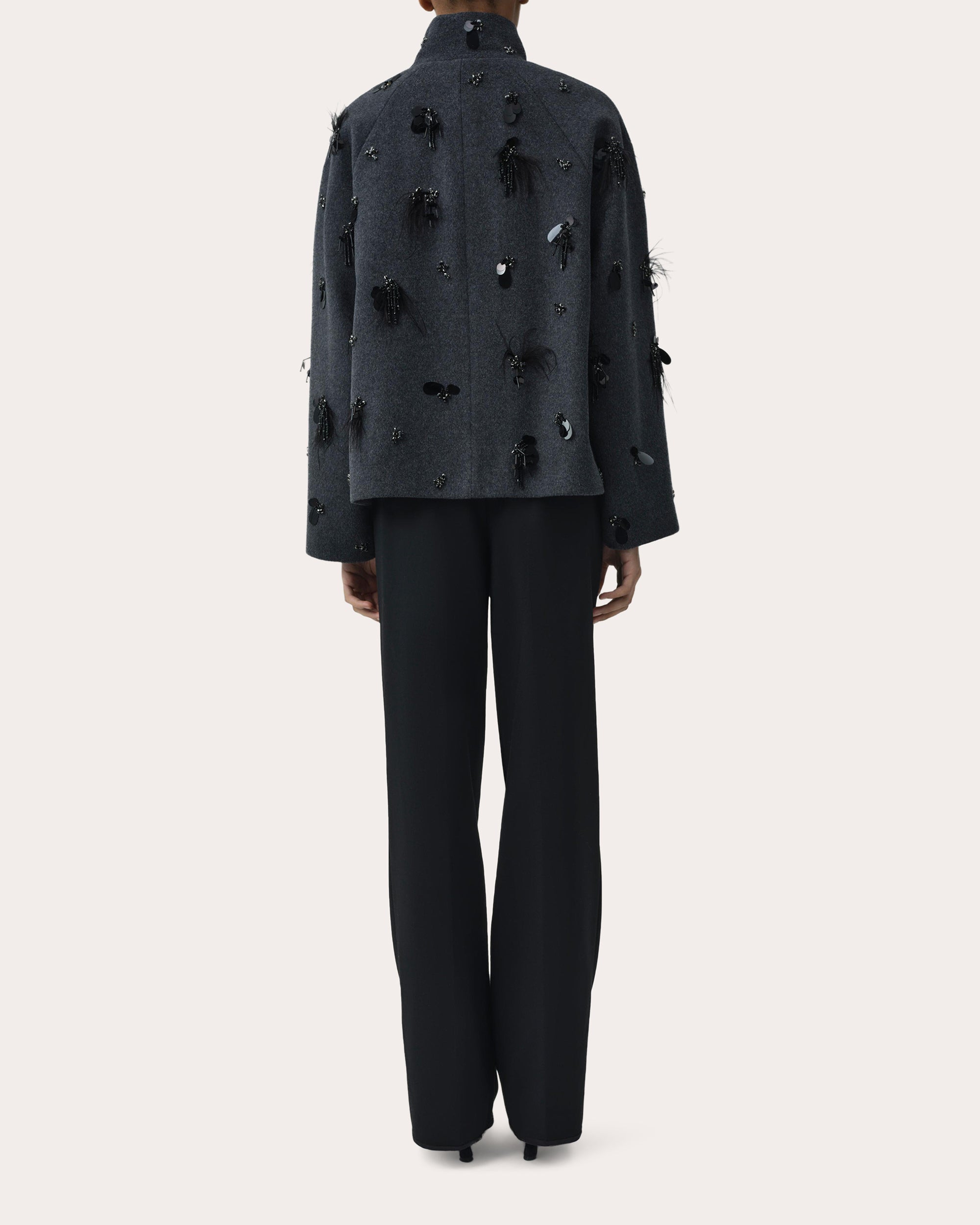 Siena Embellished Wool Funnel Jacket