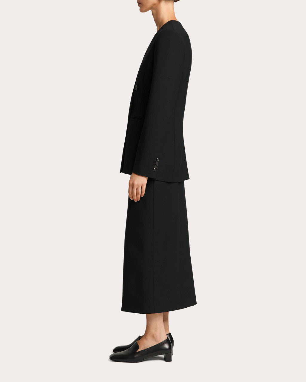 Heavy Wool Twill V-Neck Blazer