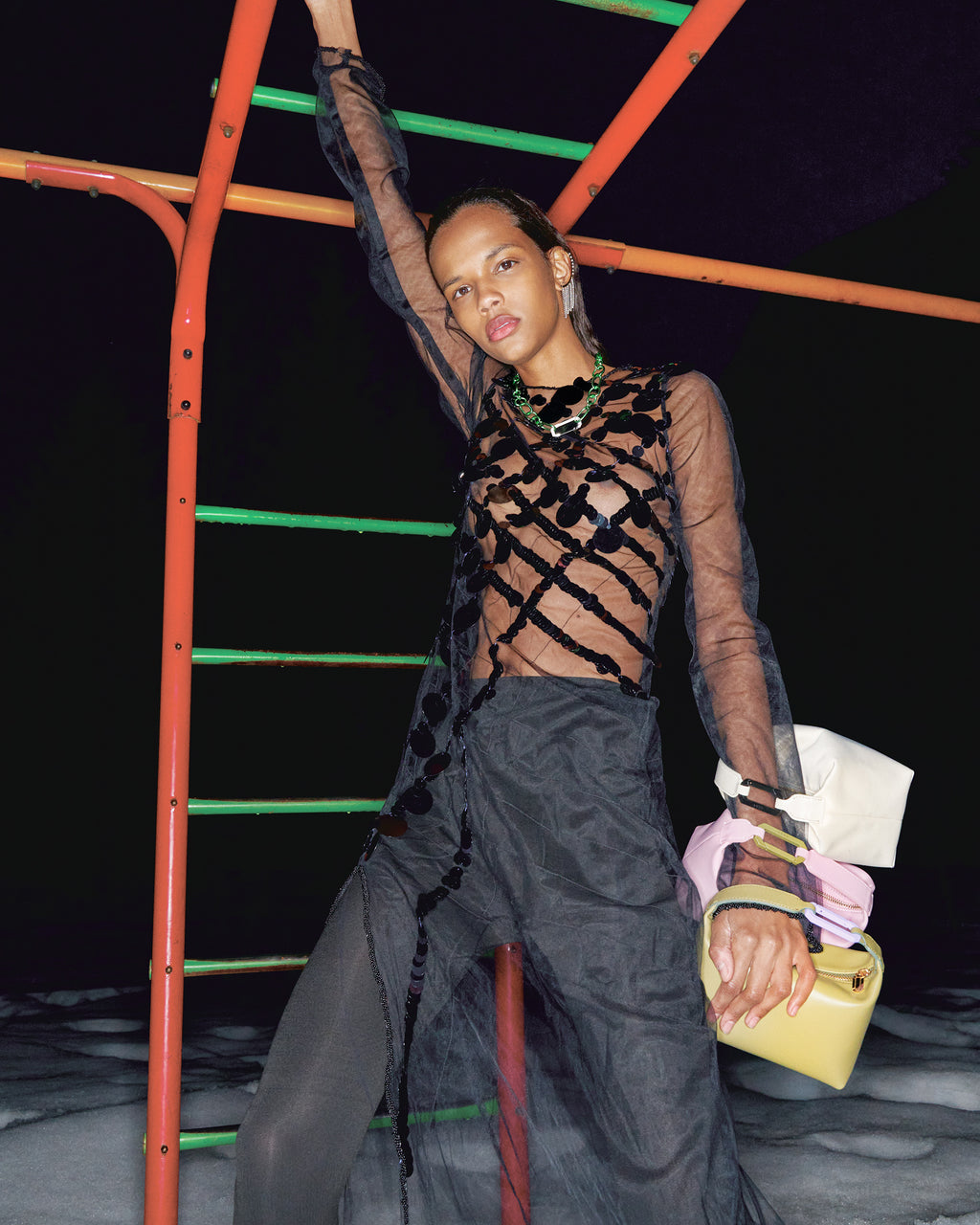 Lucy Painted 18K Gold Diamond Chain-Link Necklace