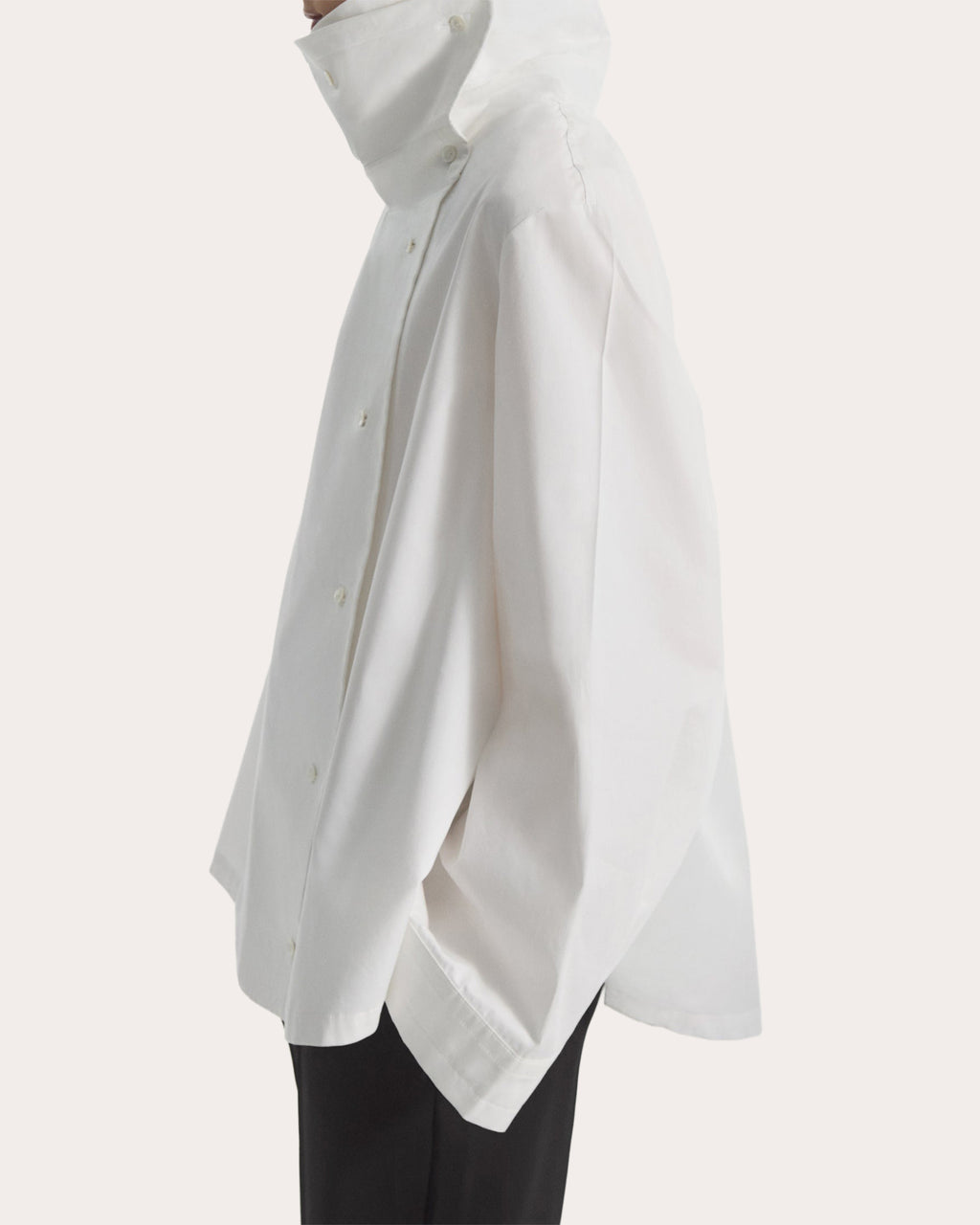 Poplin Draped Collar Trapeze Shirt