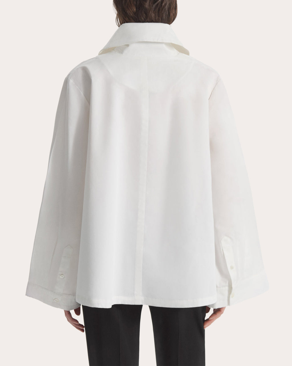 Poplin Draped Collar Trapeze Shirt