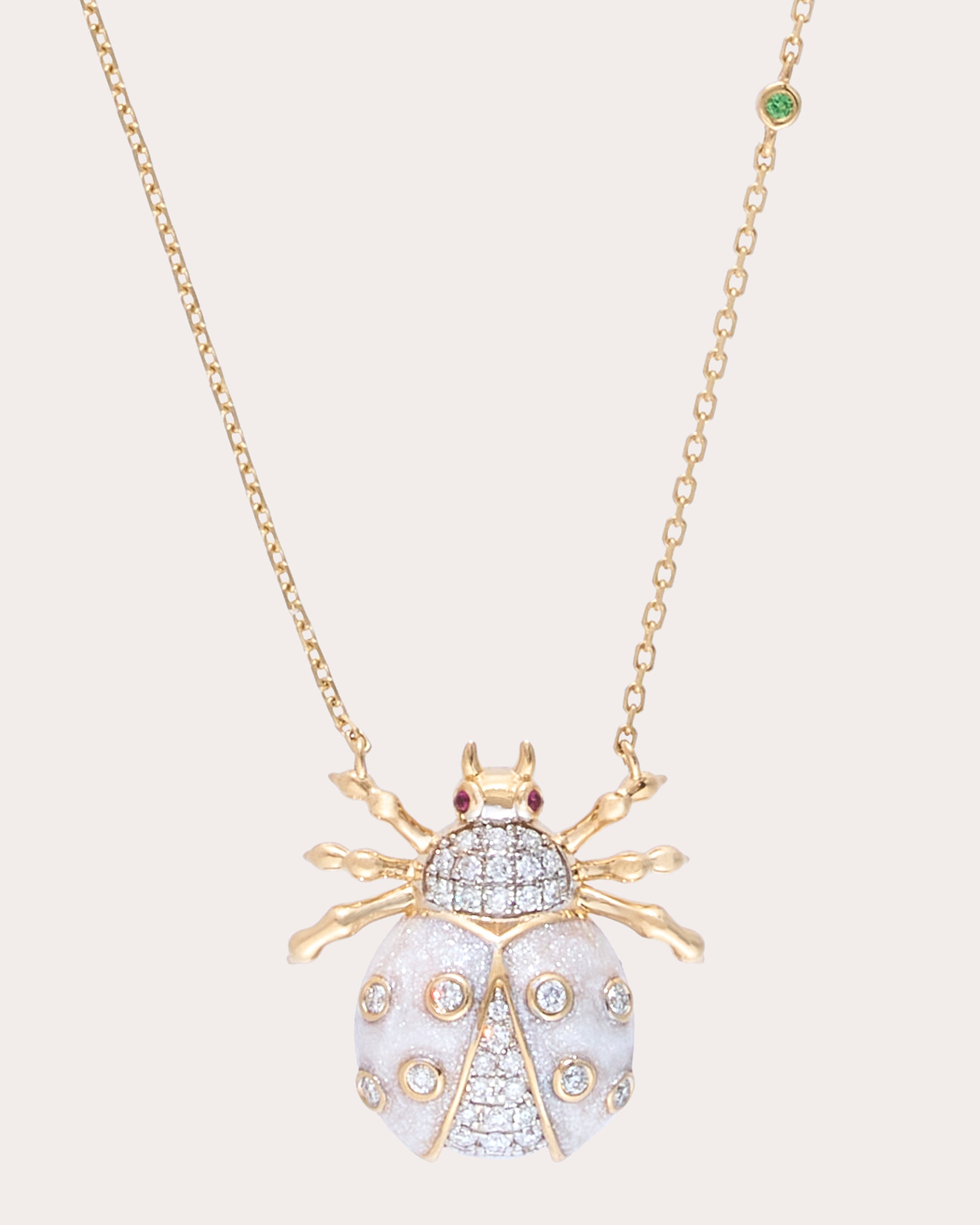 Diamond & 18k Gold Royal Ladybug Pendant Necklace