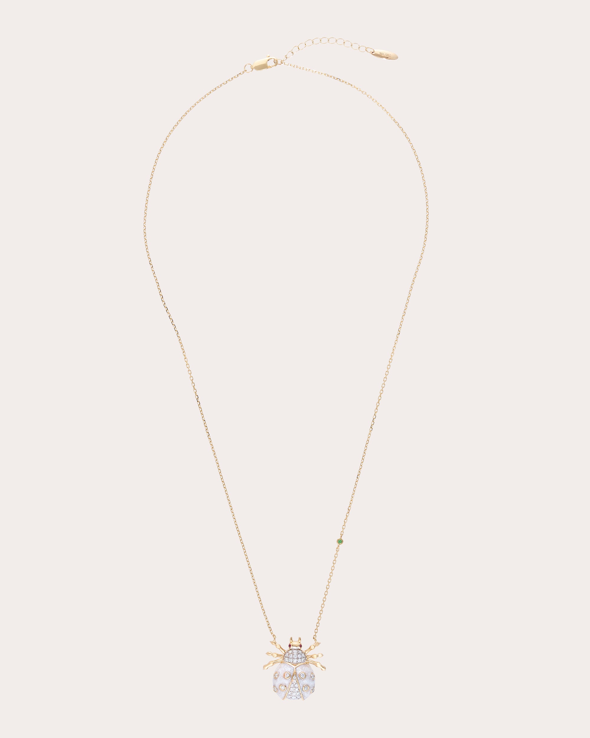 Diamond & 18k Gold Royal Ladybug Pendant Necklace