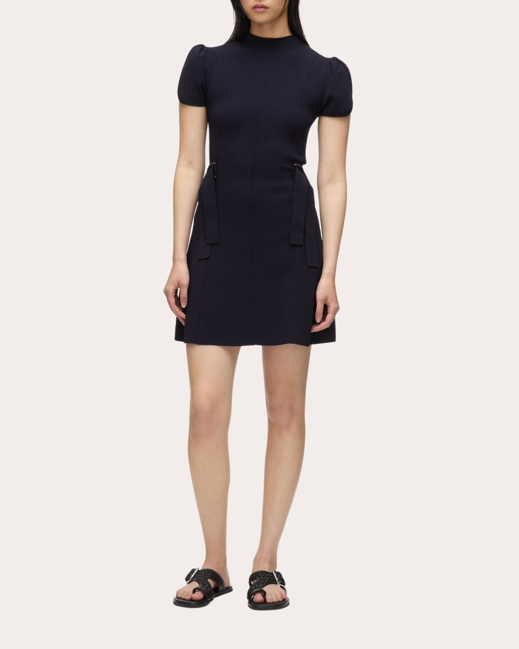 Rib Knit Tulip-Sleeve Mini Dress