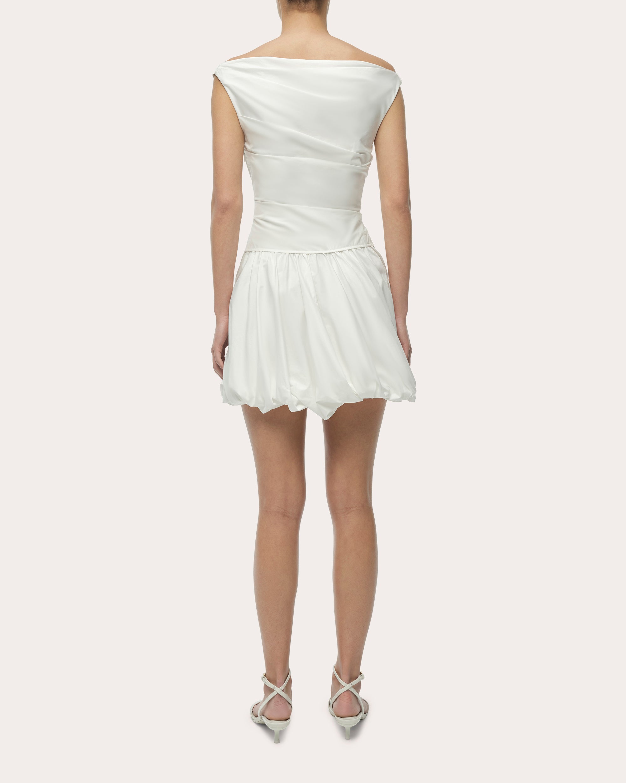 white bubble mini dress SIMKHAI Salina Cotton Bubble Mini Dress in White