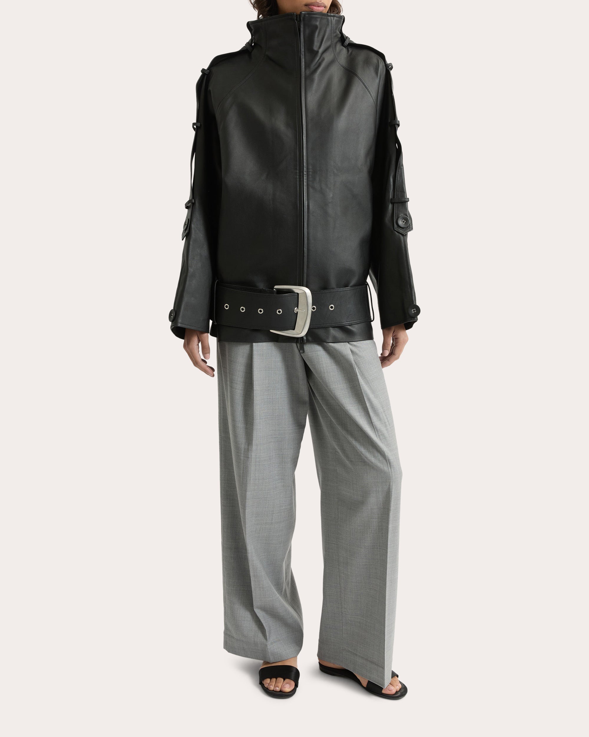 Sara Oversized Leather Jacket