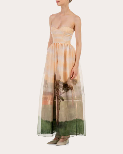 Tonia Paraíso Linen Bustier Maxi Dress
