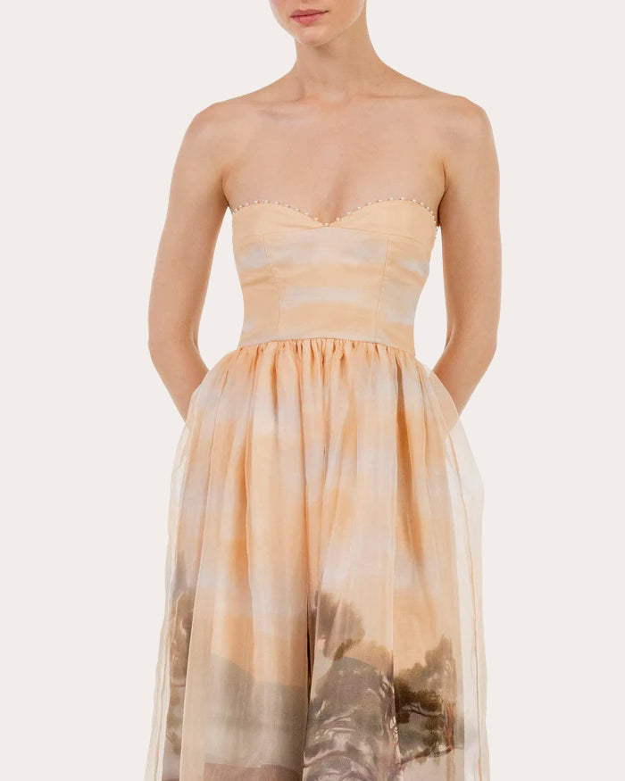 Tonia Paraíso Linen Bustier Maxi Dress