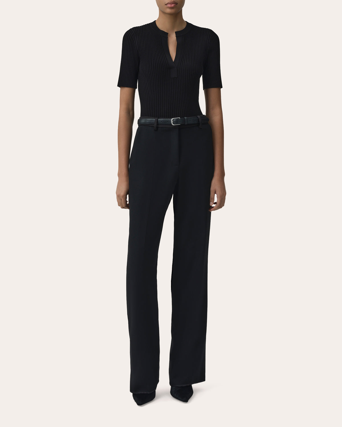 Miley Rib Knit Notch Neck Top
