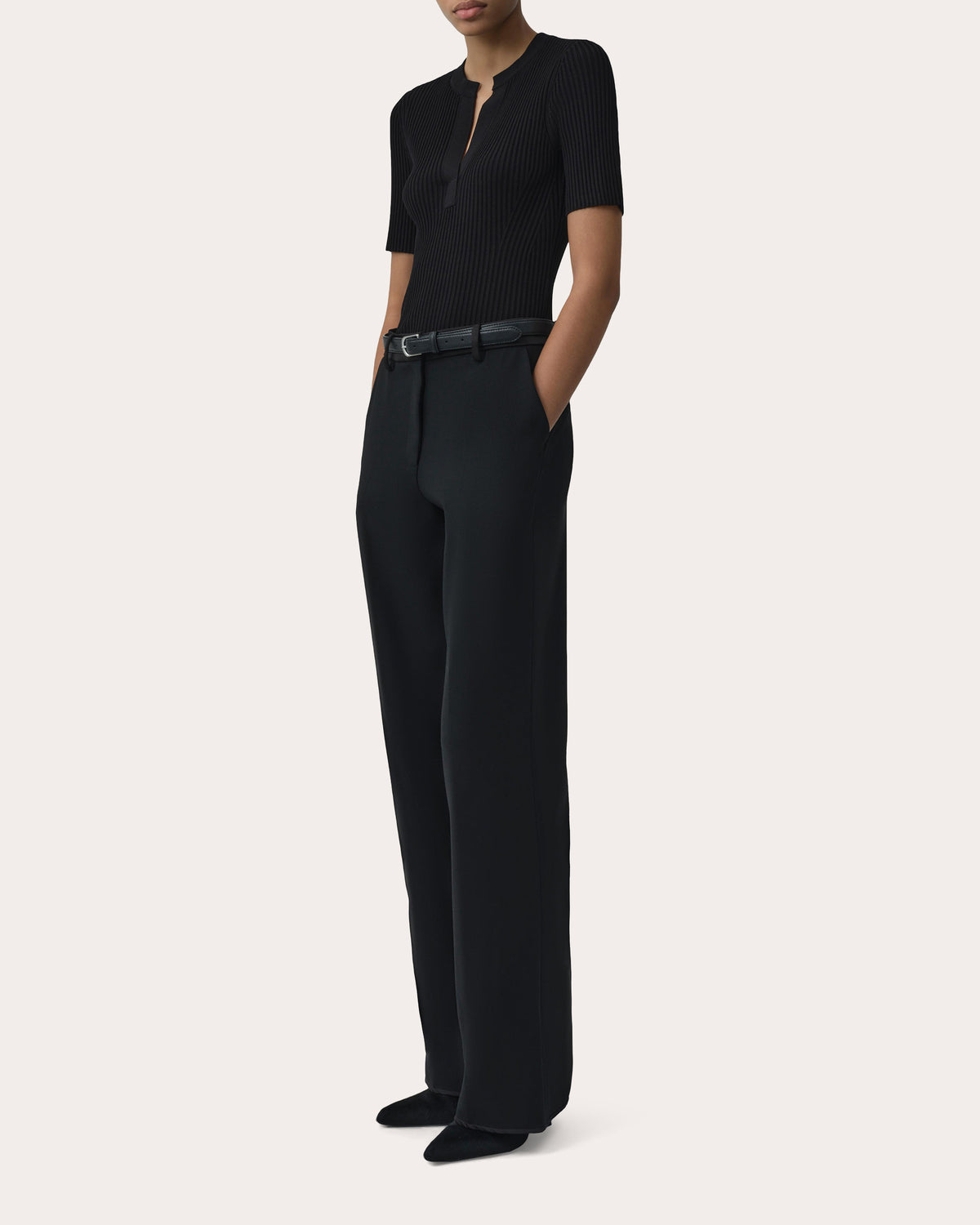Miley Rib Knit Notch Neck Top