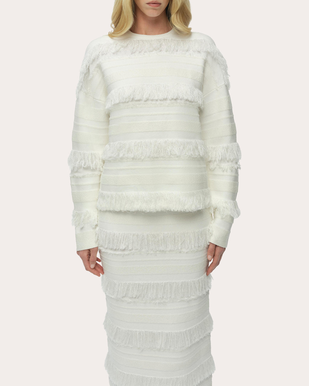 Carrick Stripe Fringe Crewneck Sweater