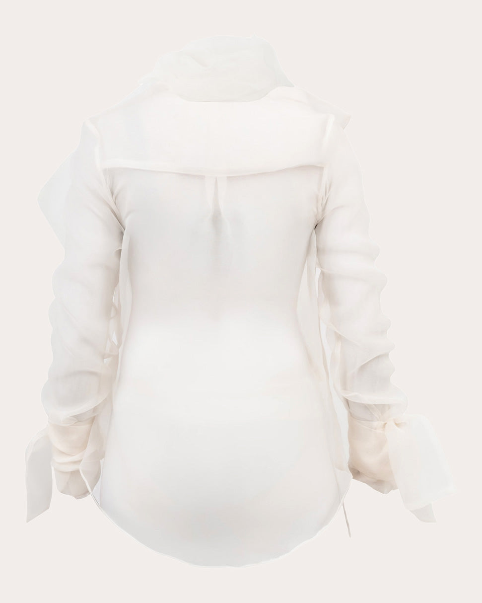 Fatima Sheer Organza Wrap Shirt