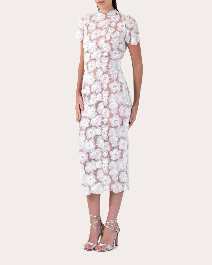 Yaile Embroidered Floral Lace Midi Dress