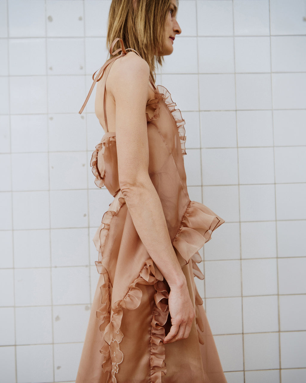 Alessandra Sheer Silk Organza Ruffled Peplum Top