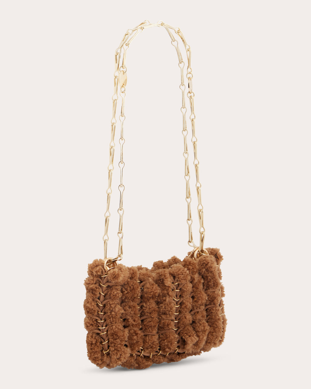 1969 Nano Embellished Leather and Shearling Shoulder Bag